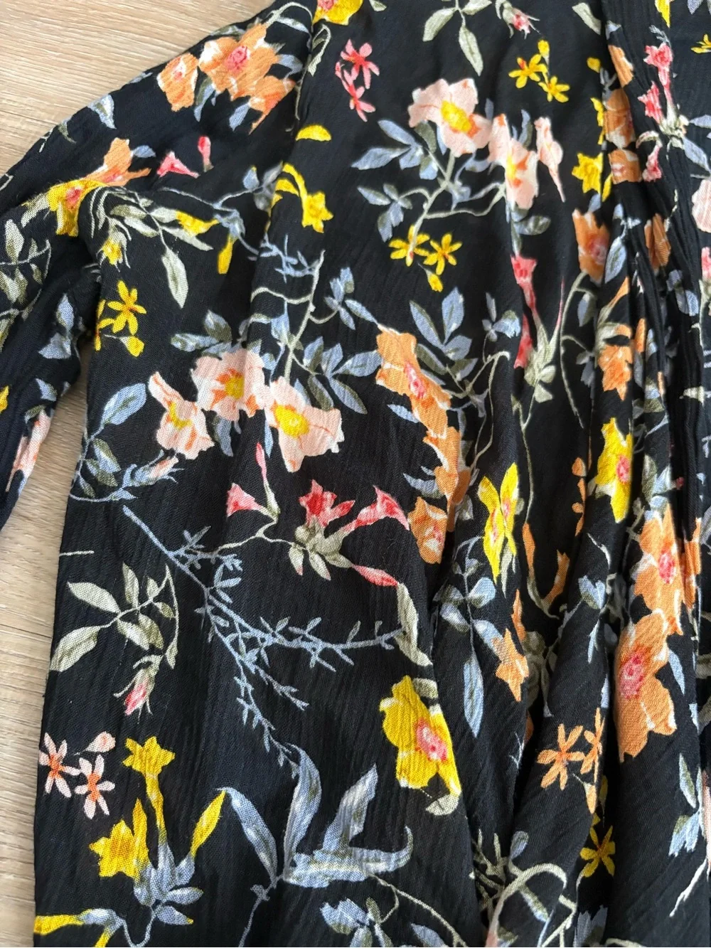 Patrons of Peace Black Floral Tie-Front Blouse